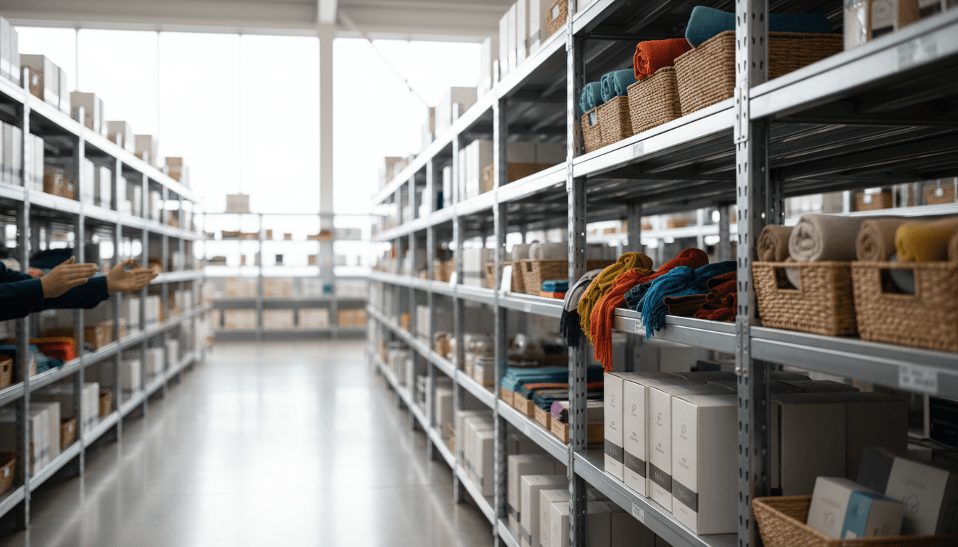 Wholesale warehouse organized with merchandise inventory